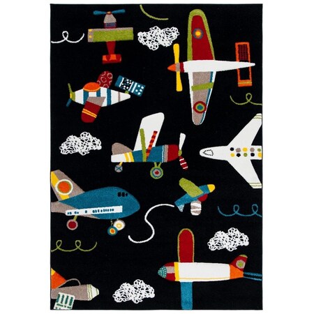 Safavieh 4 x 6 ft. Carousel Kids 100 Power Loomed Rectangle Area Rug Black & Ivory CRK167Z-4